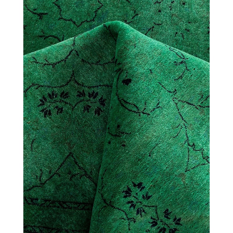 Fine Vibrance One-of-a-Kind Hand-Knotted Area Rug - Green, 8' 1" x 8' 1" - 8' 1" x 8' 1"