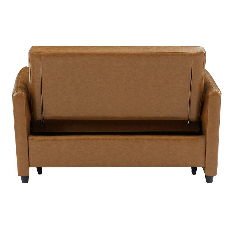 51.57" PU Convertible Sleeper Sofa with 3 USB Ports, 400lb Capacity, and Pull-Out Bed Mechanism
