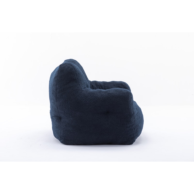 Tufted Deep Seat Bean Bag Chair, High-Density Foam Filler Lazy Floor Sofa, Single Sofa Chair with Curved Armrests