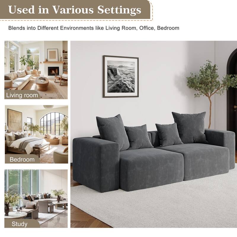 Oversized Corduroy Upholstery Modular Sofa No Assembly