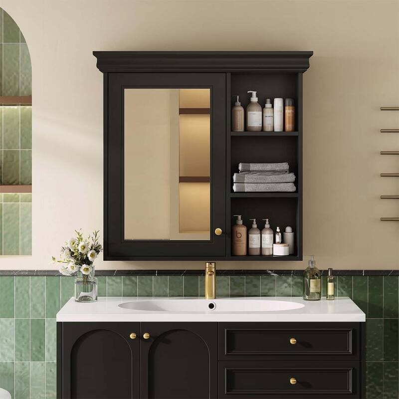30'' x 28'' Bathroom Medicine Cabinet with Mirror,Wall Mounted Storage Organizer for Over the Toilet