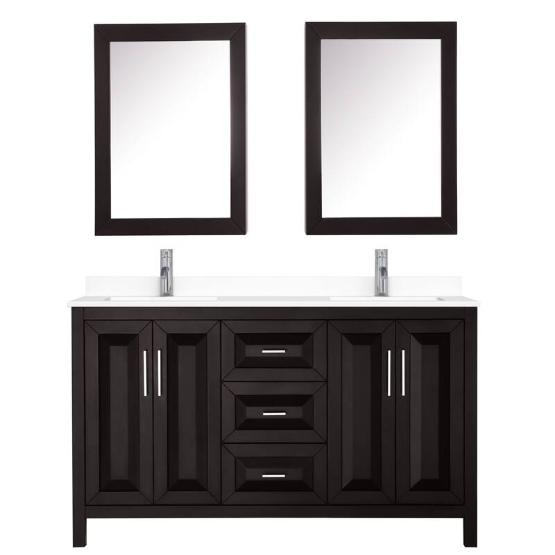 Wyndham Collection Daria 60" Free Standing Double Basin Vanity Set