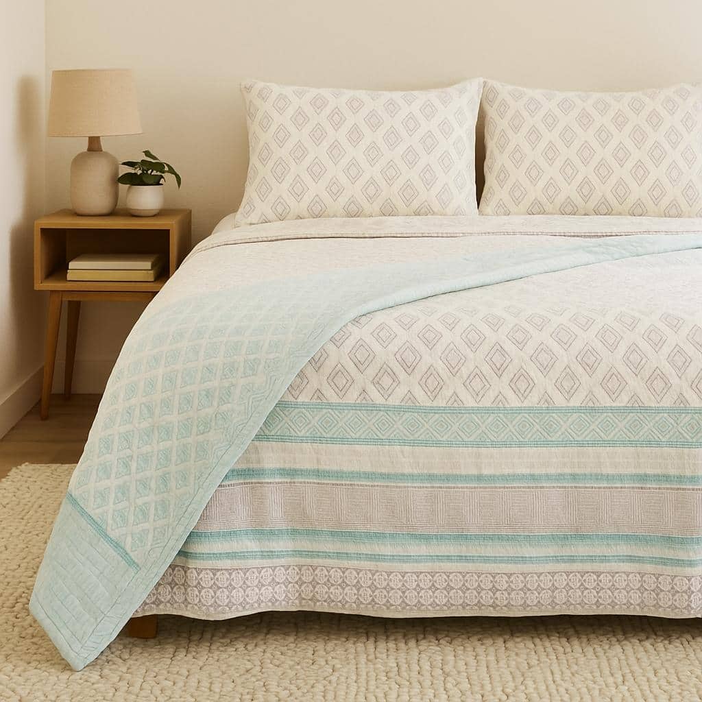 Sunbird Handcrafted Reversible Quilt with Matching Sham Covers
