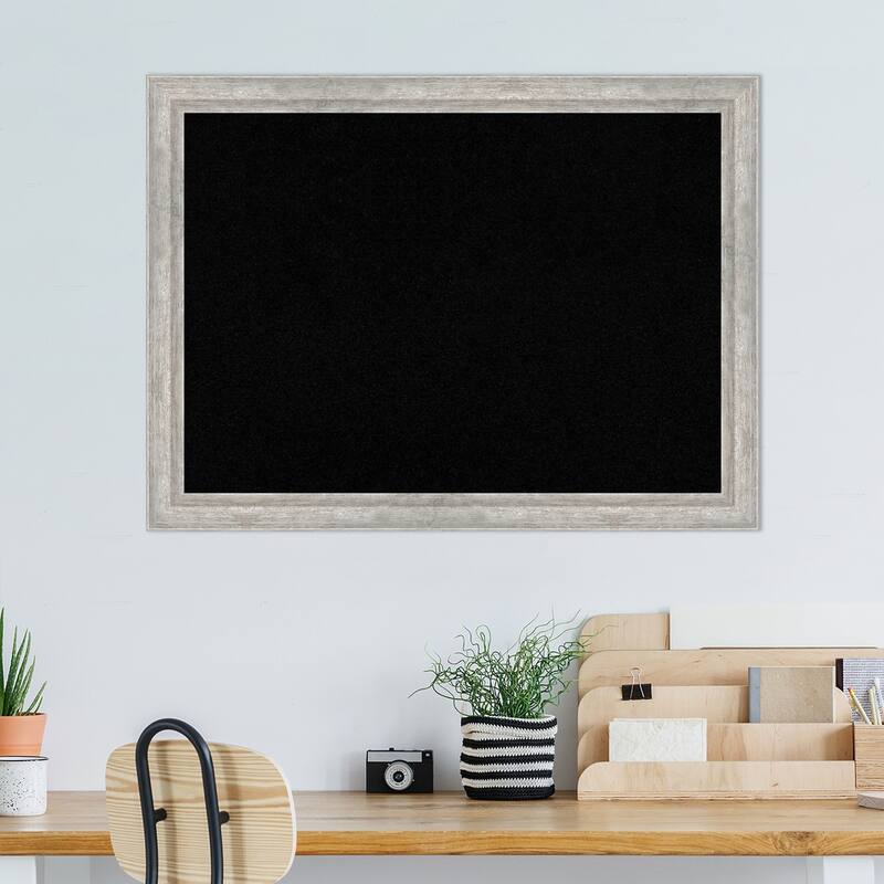 Angled Silver Wood Framed Black Corkboard Bulletin Board, Organization Board, Pin Board