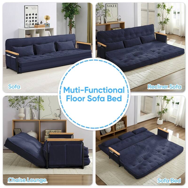 Mixoy Muti-Functional Folding Floor Sofa Bed,3-Seater,2-Seater,1-Seater Lazy Futon Sofa with 6 Position Adjustable Backrest