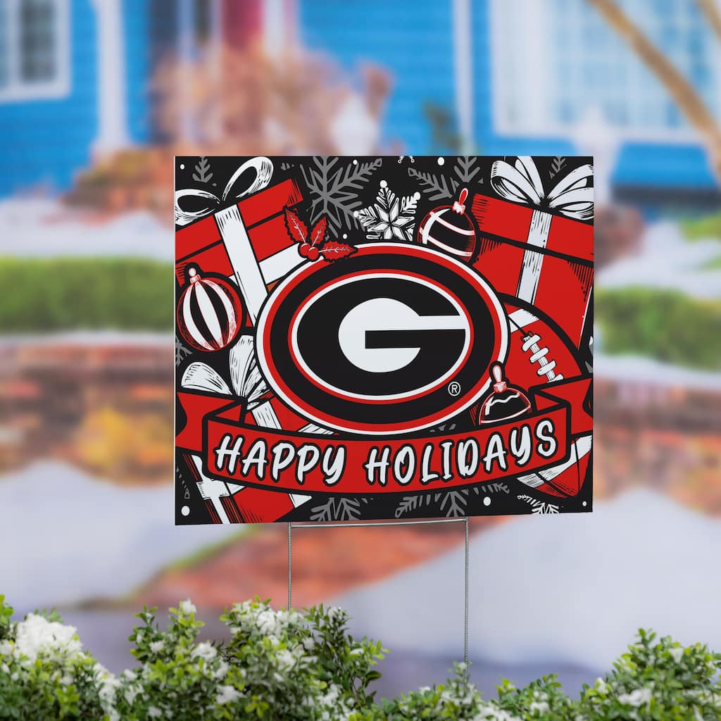 University of Georgia Yard Sign, Happy Holidays - 24" x 18"