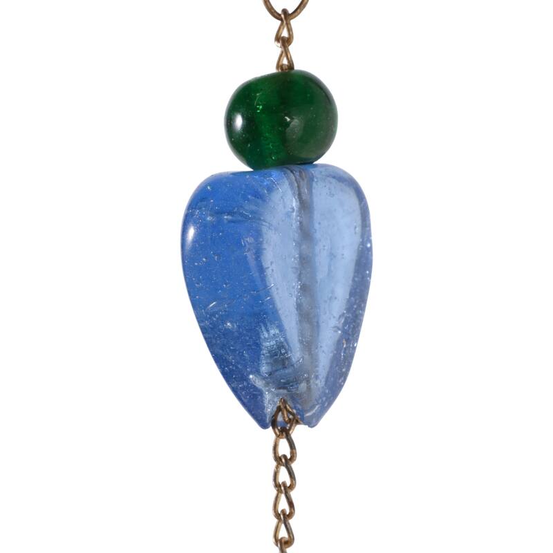 Glass Metal Bells and Windchimes Hearts Stars - 39" Gold/Blue - 7" x 2.5" x 39"