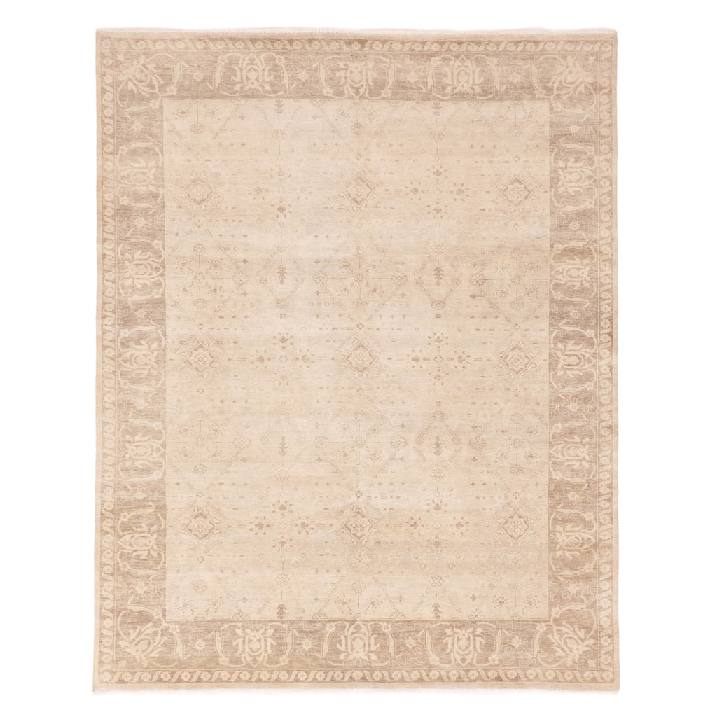 ECARPETGALLERY Hand-knotted Finest Oushak Light Khaki Wool Rug - 7'11 x 9'9