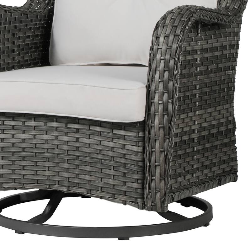 3 Pieces Patio Bistro Set Outdoor Swivel Rocking Chair with Side Table
