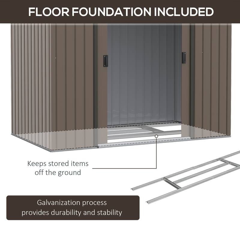 Outsunny 7' x 4' Outdoor Storage Shed, Garden Tool House with Foundation, 4 Vents and 2 Easy Sliding Doors for Backyard