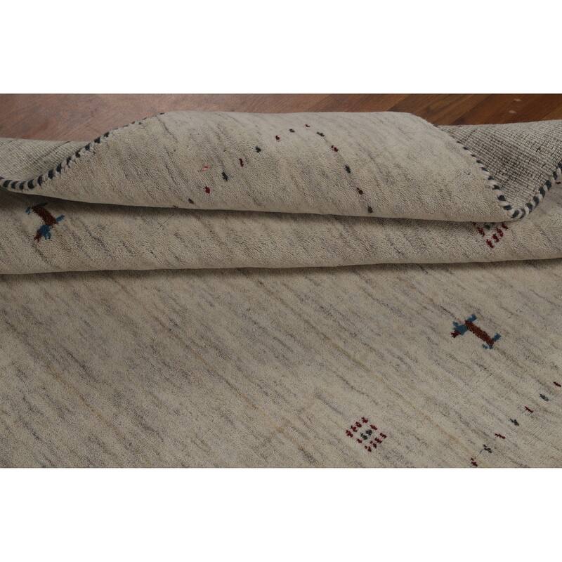 Hand Knotted Oriental 100% Wool Carpet Tribal Animal Pictorial Beige & Ivories Gabbeh Area Rug - 5' 10'' X 4' 4''
