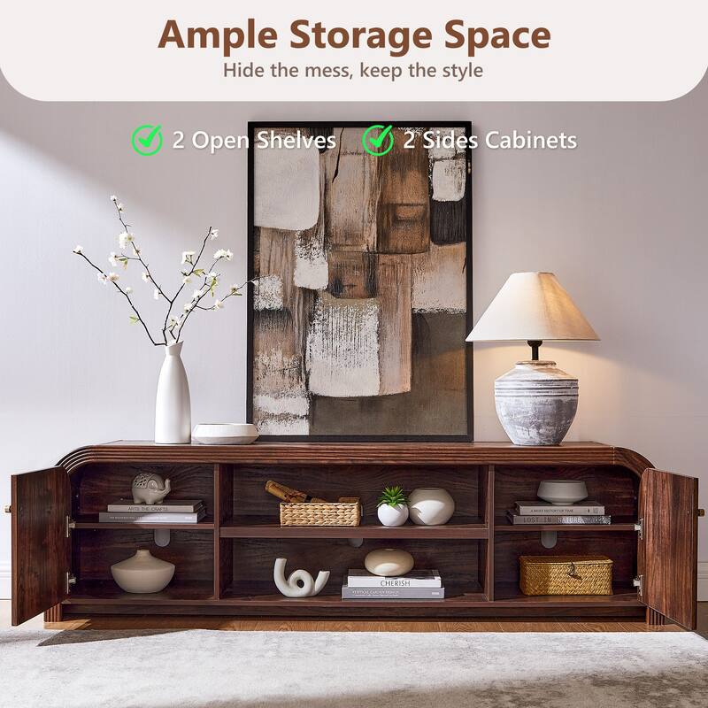 Modern Fluted TV Stand for 80" TV, Media Console, Entertainment Center