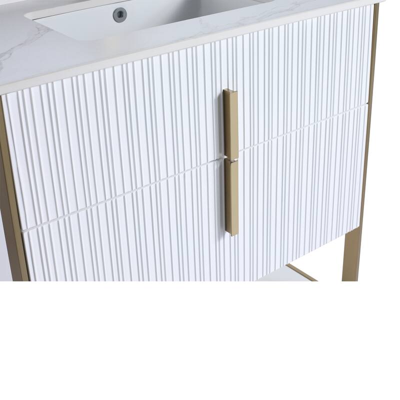 Fine Fixtures Serenity Modern Bathroom Vanity with White Carrara Stone Top