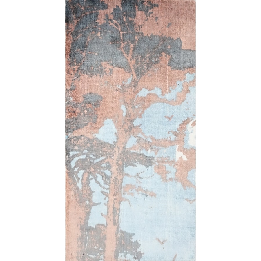 Hand Knotted Oriental Viscose Silk Carpet Modern Abstract Multi-Colored Abstract Area Rug - 4' 0'' X 2' 0''