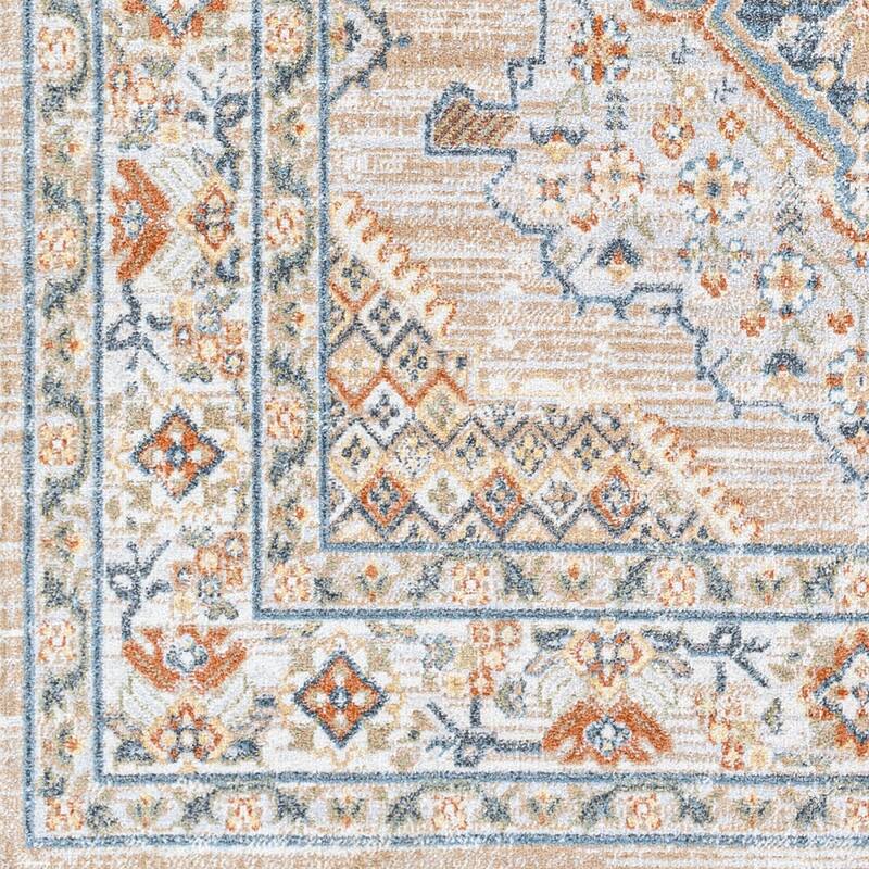 Livabliss Lillian Machine Washable Medallion Border Area Rug
