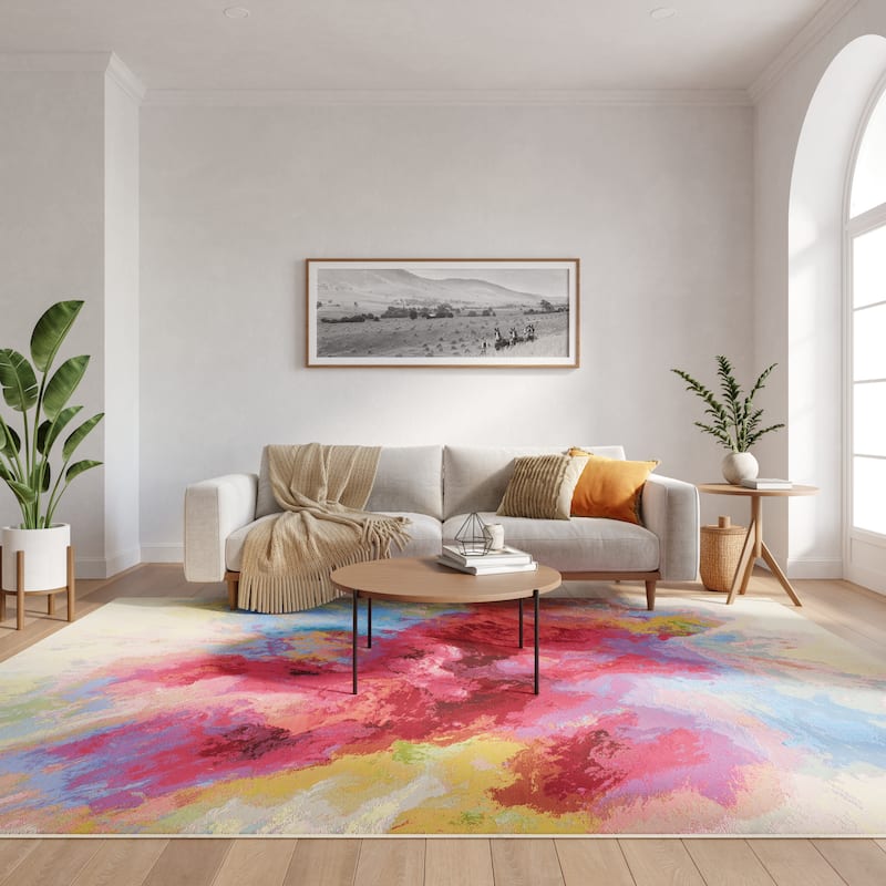 Nourison Color Splash Indoor/Outdoor Multicolored Abstract Area Rug
