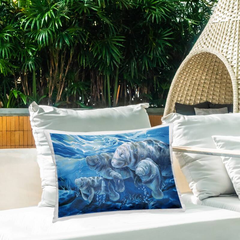 Stupell Underwater Manatee Family Printed Outdoor Throw Pillow Design by Jody Bergsma
