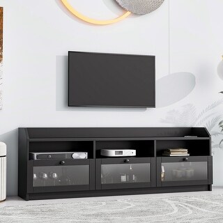 Modern Storage Media Console TV Stand with Acrylic Board Door and ...