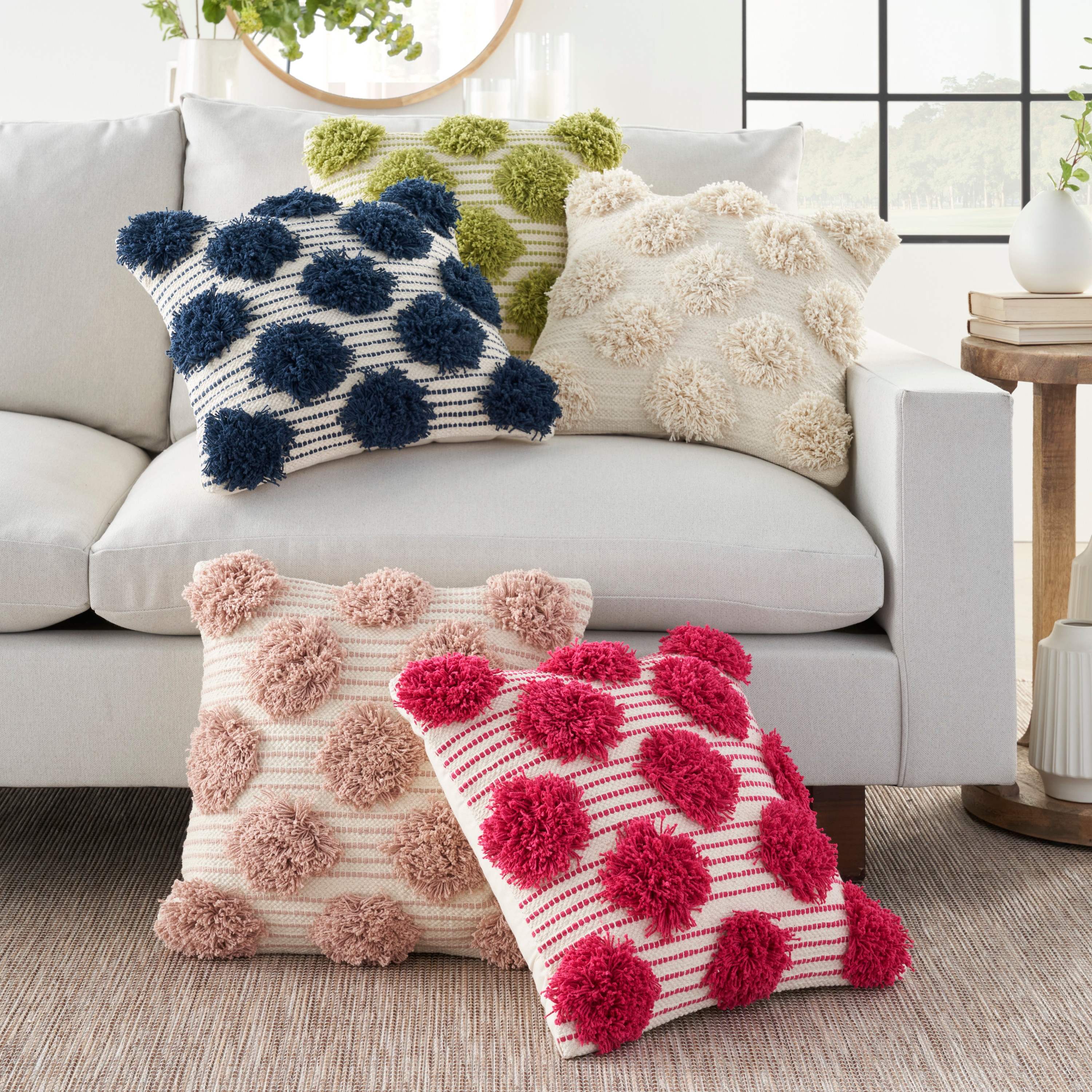 White pom pom deals throw pillow