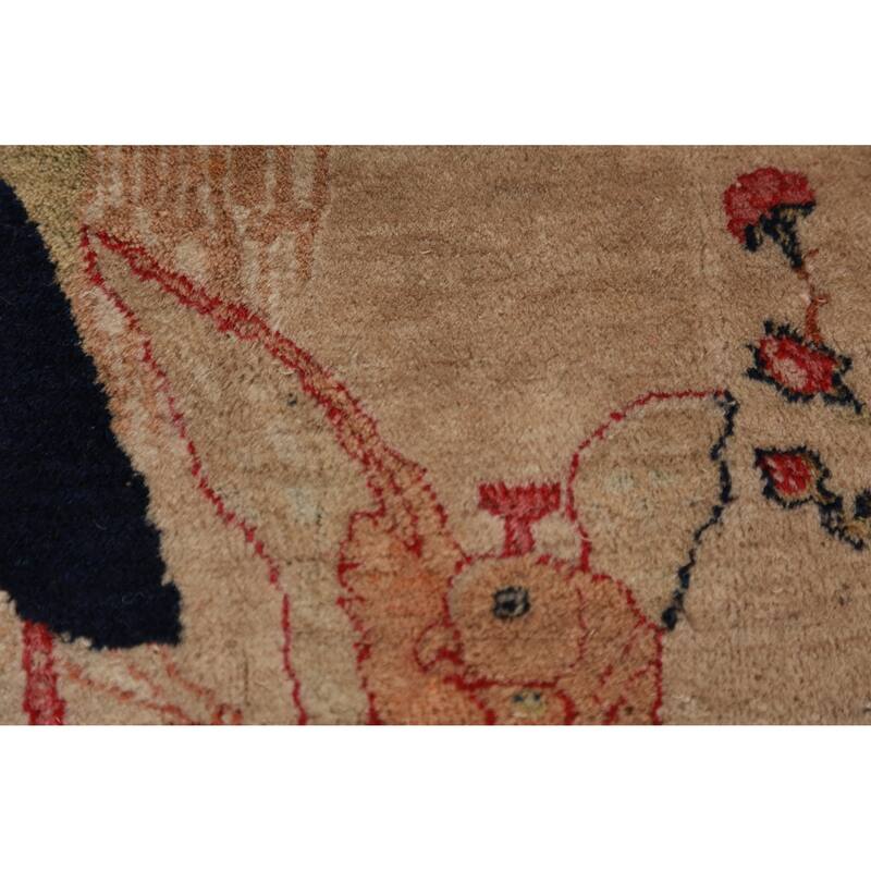 Antique Vegetable Dye Kerman Ravar Persian Rug Handmade Wool Carpet - 1'11" x 2'6"