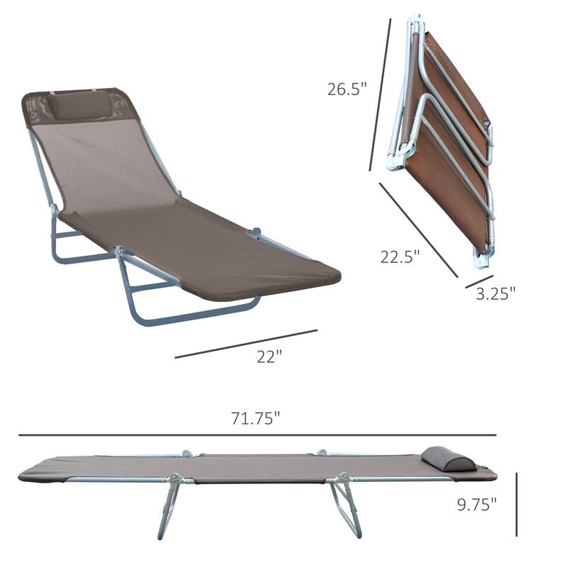 Outdoor Adjustable Folding Chaise Lounge Chairs with Breathable Mesh