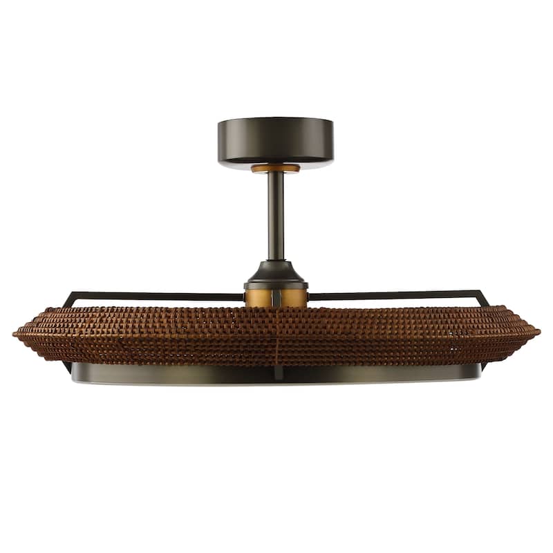 33" Coastal Rattan Fandelier Bladeless LED Ceiling Fan with Light and Remote