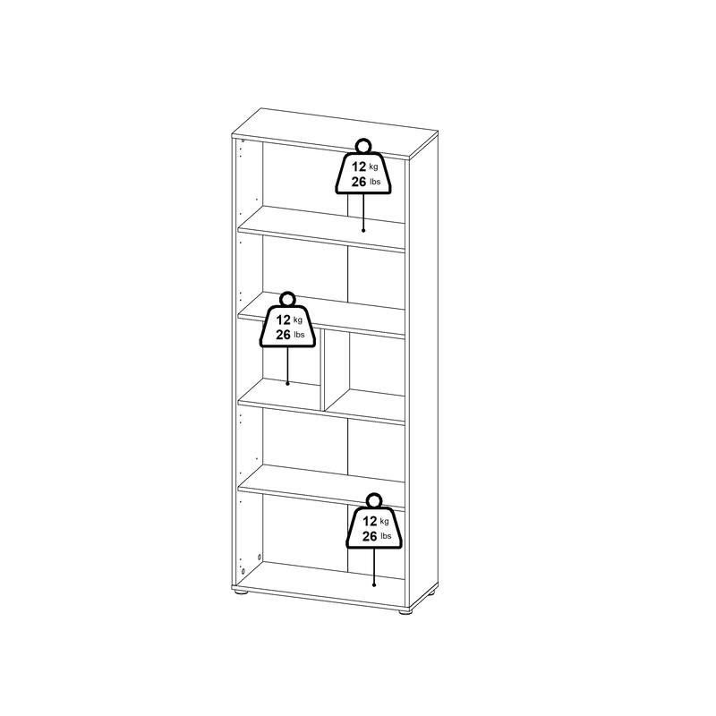 Carson Carrington Sign 6 Shelf Bookcase with 2 Doors, Home Office Storage - 13.5"D x 31.34"W x 80.59"H