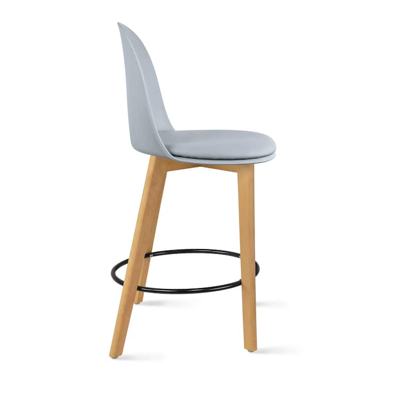 Set of 2 Designer Eiffel Chairs Counter Stools With Backs Side Molded Shell Kitchen Office Dining Dowel Bar Patio