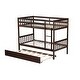 preview thumbnail 18 of 16, Twin Over Twin Rubber Wood Bunk Bed with Trundle, Convertible into 2 Twin Size Beds,with Ladder and Safety Guardrails