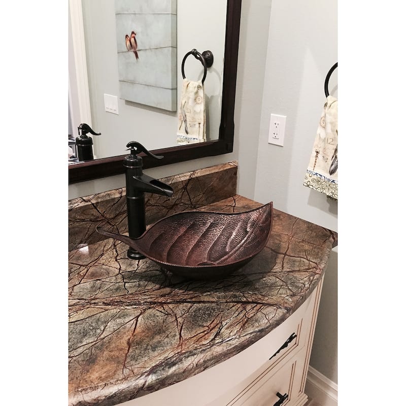 Leaf Vessel Hammered Copper Sink (PVLFDB)