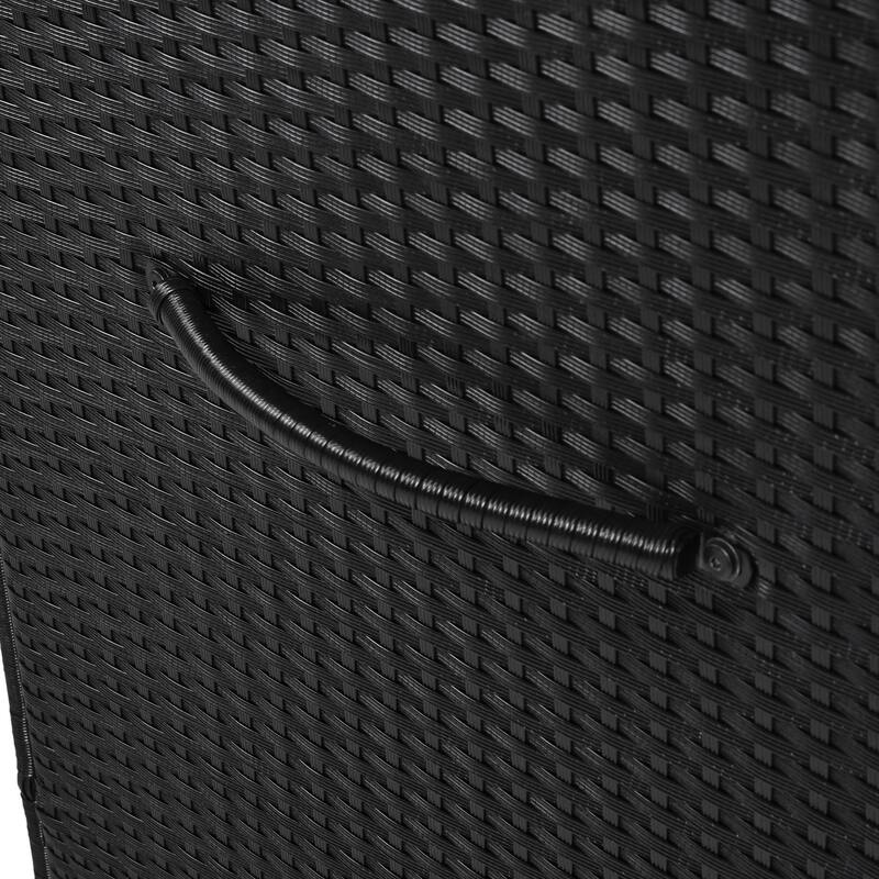 230 Gallon Wicker Deck Box with Wheels,All-Weather Outdoor Storage Box,Rattan Storage Bin - N/A