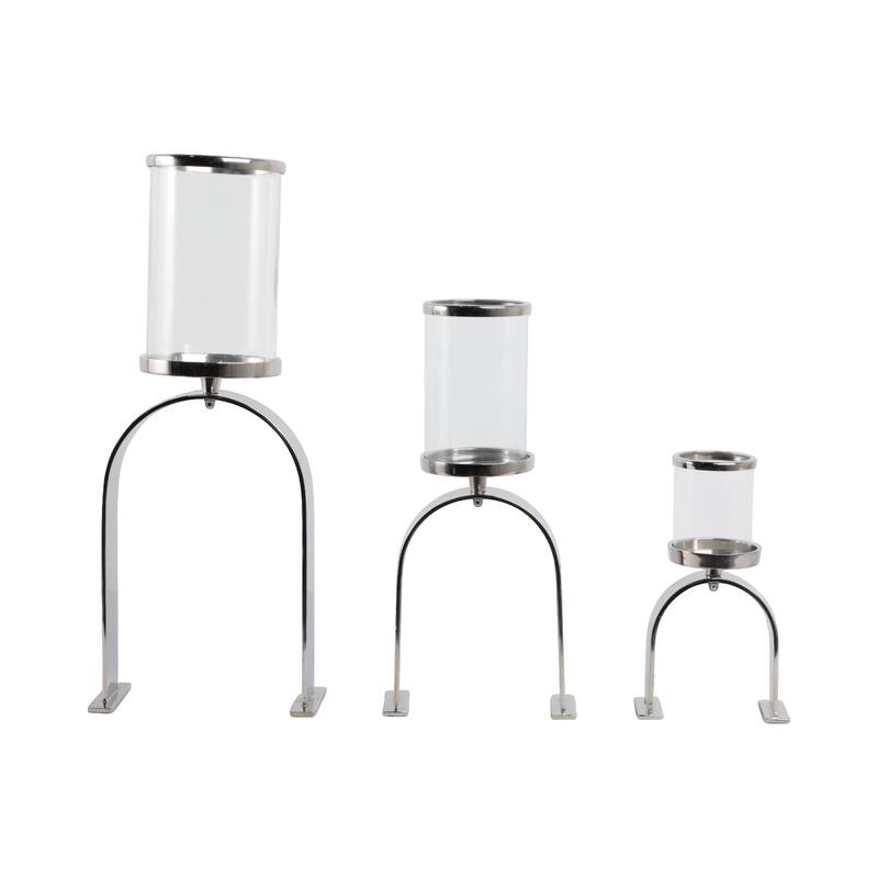 Candle Holders Set of 3 - Metal Pillar, 10/16/22" - 22.0"
