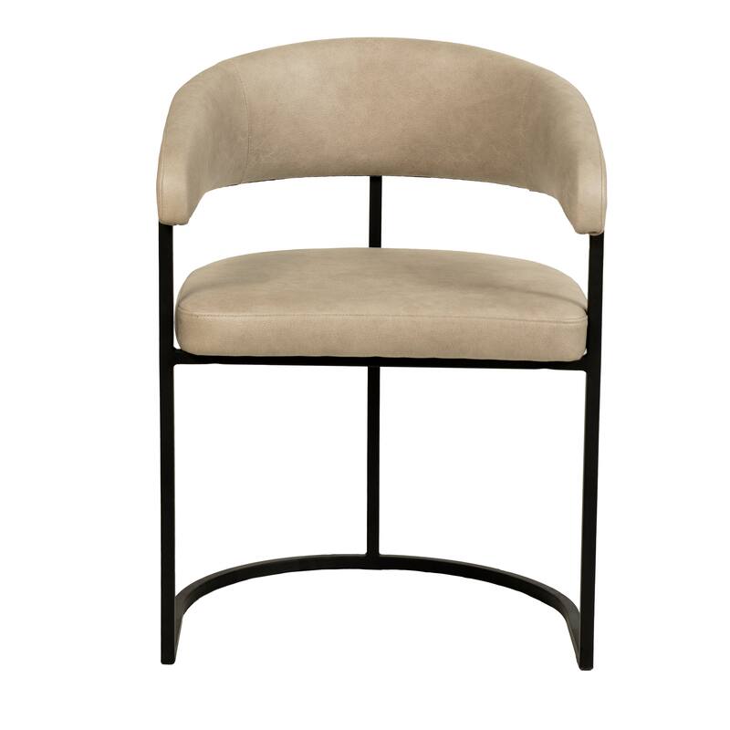 LeisureMod Aero Modern Upholstered Leather Dining Chair in Iron & Polyester, Accent Armchair for Home Kitchen Office