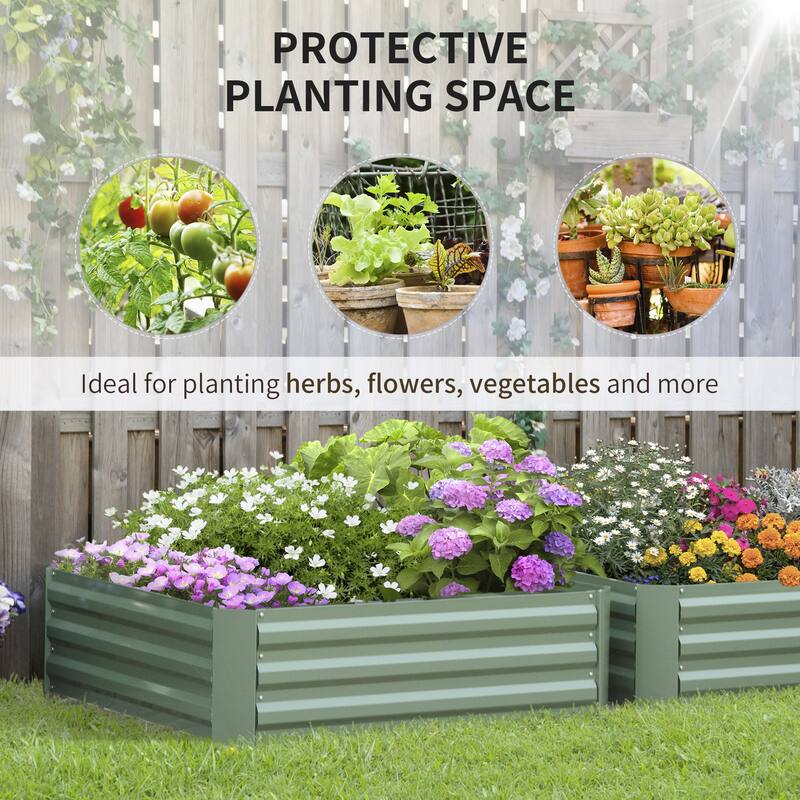 Outsunny Set of 2 Garden Beds Steel Metal Planter Boxes