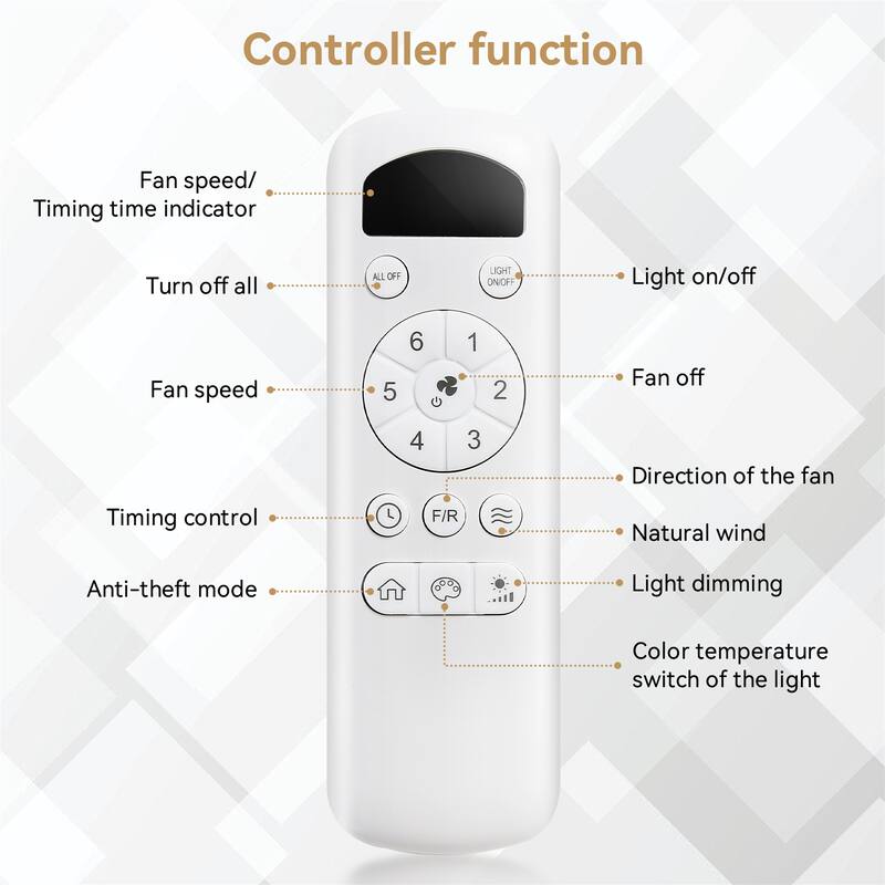 47 Inch Ceiling Fan with 22W LED Light and Remote Control