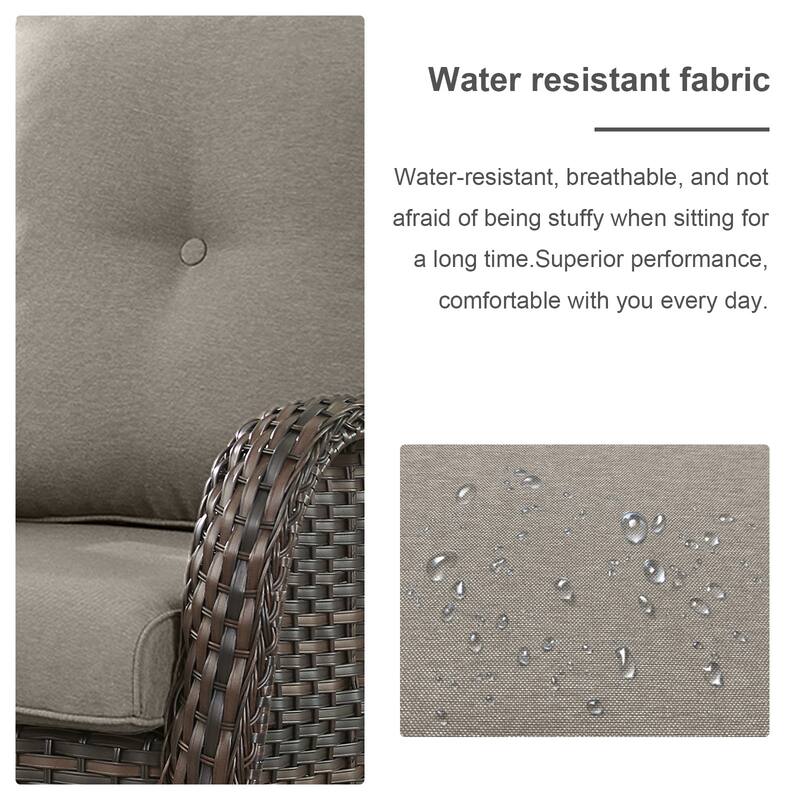 ArcoBay Wicker PE Rattan Outdoor Patio Swivel Glider Chairs with 4'' Olefin Cushions (2-Pack)