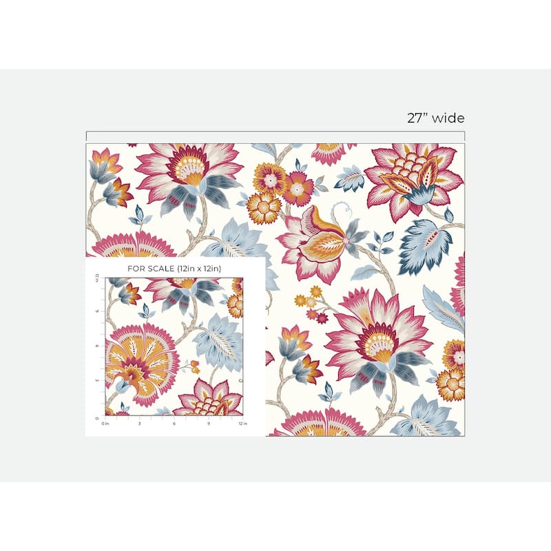 NextWall Jacobean Blossom Floral Peel and Stick Wallpaper