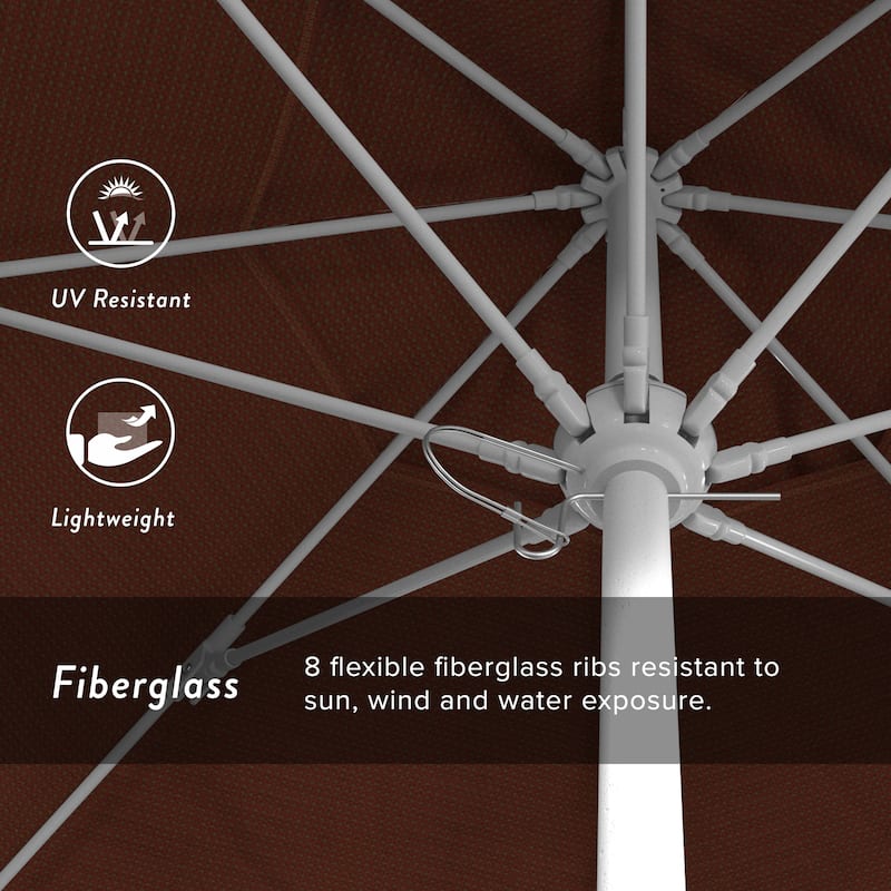 California Umbrella 75' Venture Series Patio Umbrella, White Aluminum Pole Fiberglass Ribs Push Lift Olefin