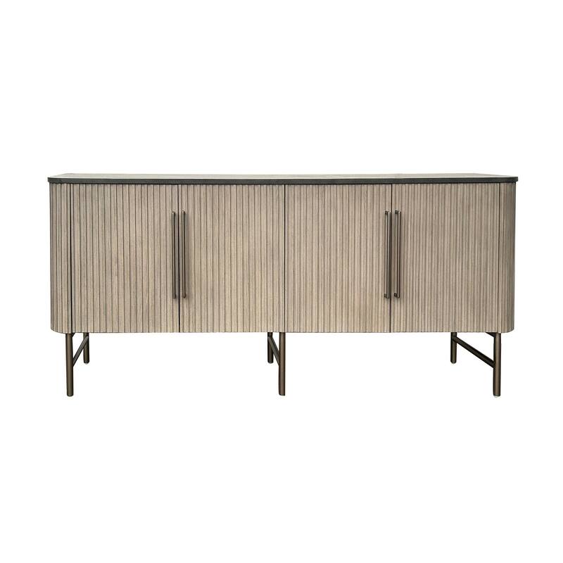 72 in. Gray Wooden 4 Door Media Credenza_Sideboard
