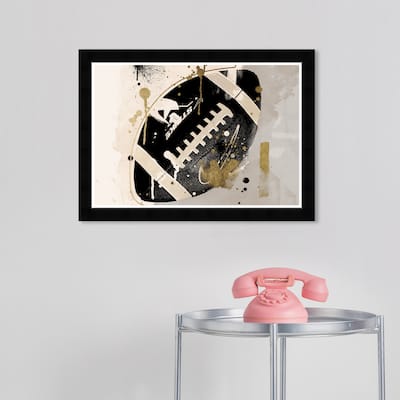 Wynwood Studio Canvas Sports and Teams Tan and Gold Football Black and Modern & Contemporary Wall Art Canvas Print