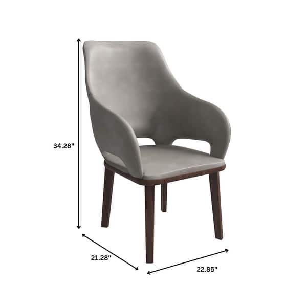 dimension image slide 0 of 6, LeisureMod Vivara Leather Upholstered Dining Chair with Padded Seat - Mid-Century Arm Chair for Home Office Bar & Kitchen