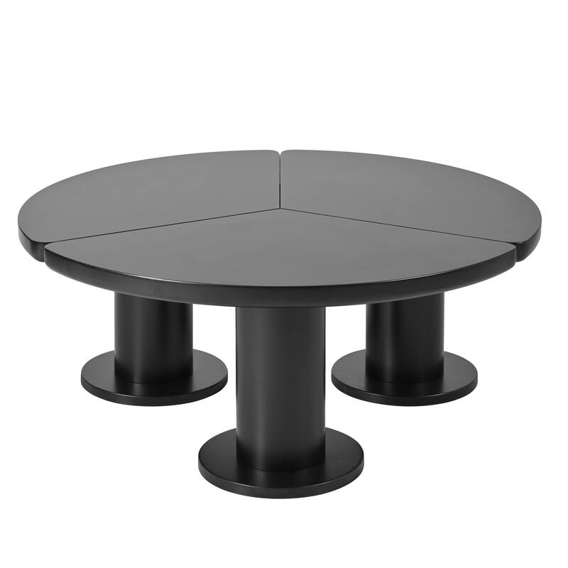 39.4" Round Petal-Shaped Coffee Table with 3 Thick Legs and Sleek Round Edges