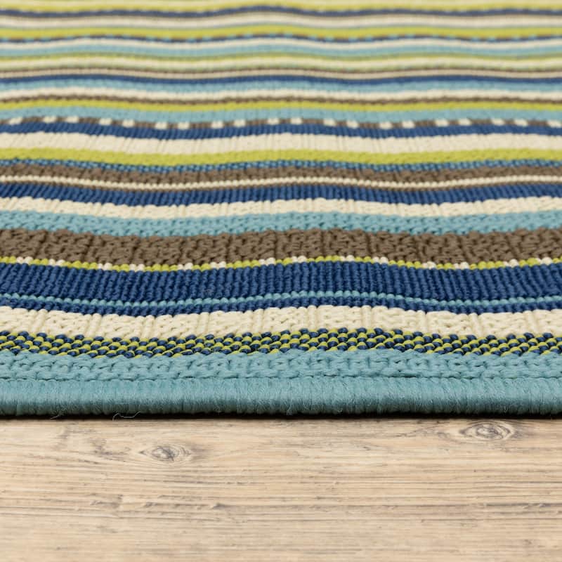 Vista Home Catalina Vertical Multi-Stripe Indoor/Outdoor Rug--
