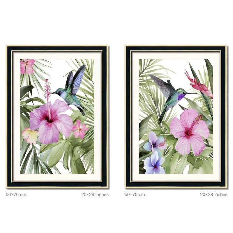Set of 2 Pelican Bird Framed Wall Art - Replaceable Canvas Prints with Solid Wood Picture Frames, Modern Nature Wall Decor