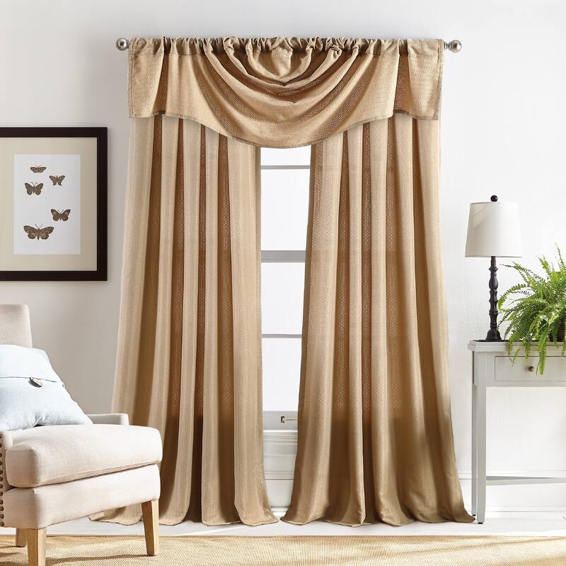 Martha Stewart Chenille Stitch Semi Sheer Rod Pocket Window Curtain - Panel Pair or Valance