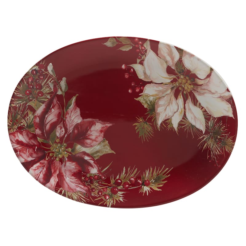 Certified International Winters Joy Oval Platter 16" x 12" - 16" x 12"