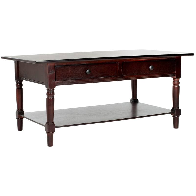 SAFAVIEH Cape Cod Dark Cherry 2-drawer Coffee Table - 41.7" x 21.7" x 18.5"