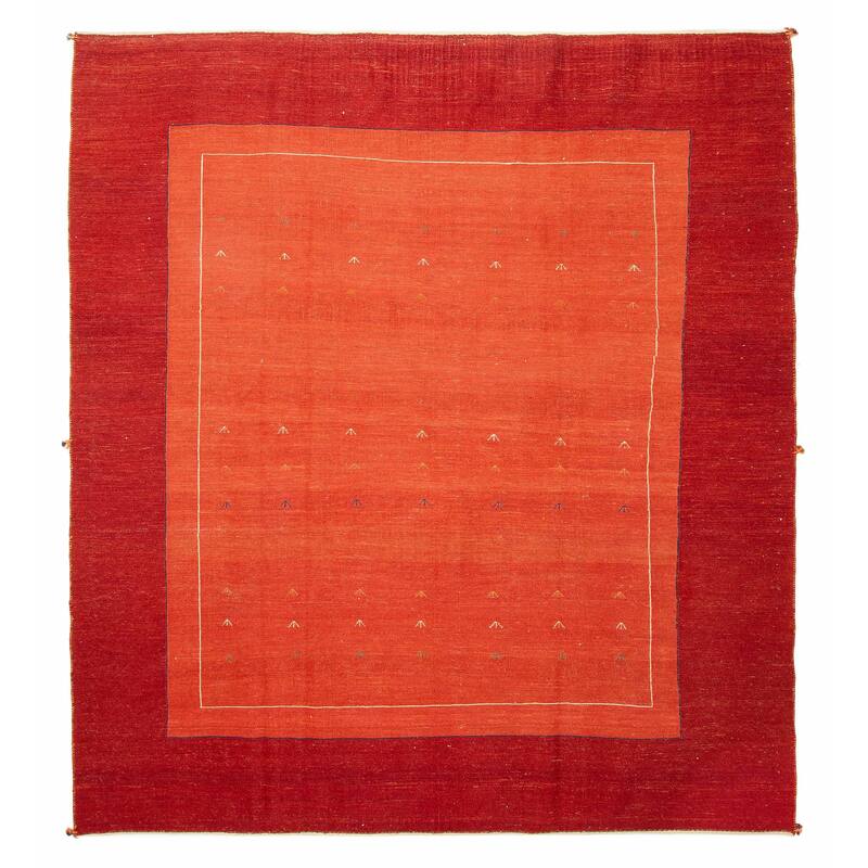 ECARPETGALLERY Flat-Weave Kashkuli Red Wool Tapestry Kilim - 7'3 x 7'8 - Red - 7'3 x 7'8