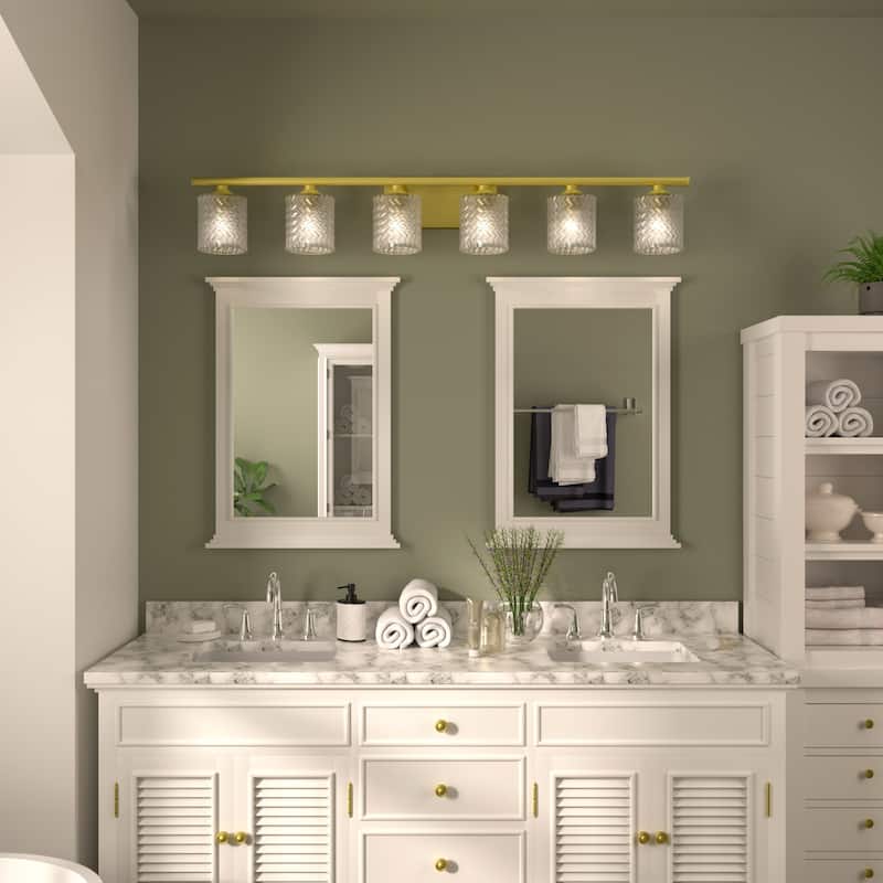 Acroma 6-light Modern 45In Gold Crystal Bathroom Vanity Light - 45 inches