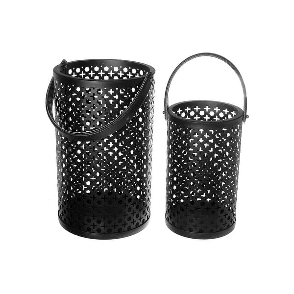 slide 2 of 3, Metal Cutout Moroccan Lantern Set Of 2